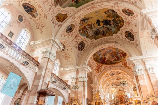 Monumental paintings of the frescoes in the vault of Saint-Maurice Abbey Church. Ebersmunster