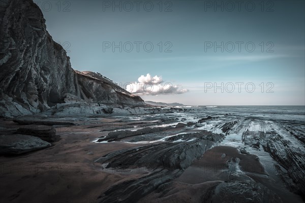 The hidden face of the Geopark in Sakoneta in Deba at low tide. Basque Country