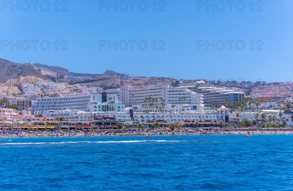 Hotels on the Costa de Adeje from a boat in the south of Tenerife