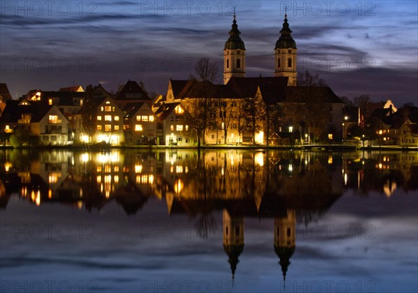 Night shot of the town lake in Bad forest lake