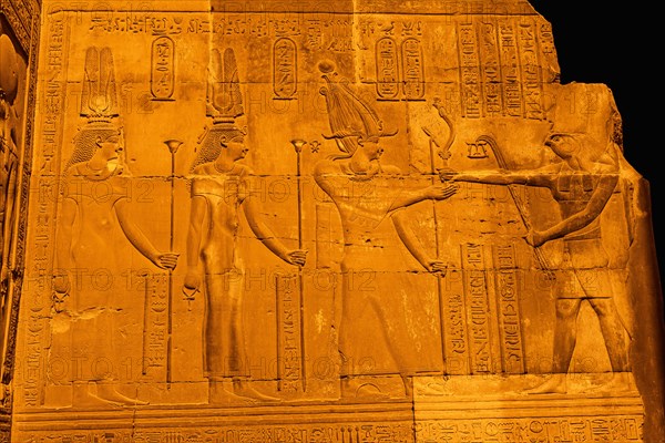 Egyptian drawings and hieroglyphs at the Temple of Kom Ombo