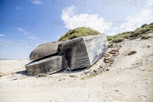 Destroyed bunkers in the dunes of Dunkirk