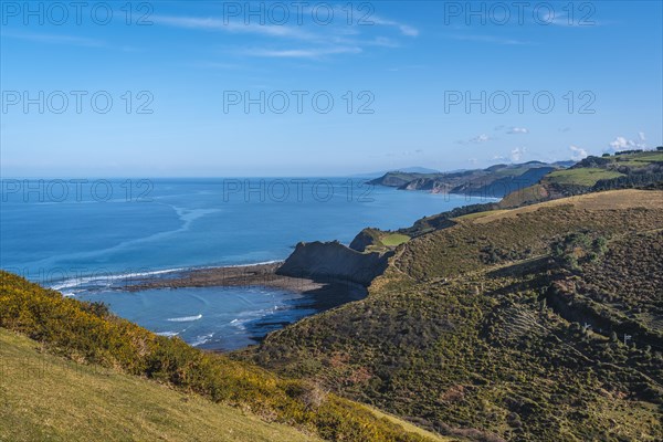 Vista towards Zumaia walking along the coast from Deba to Zumaia. Basque Country