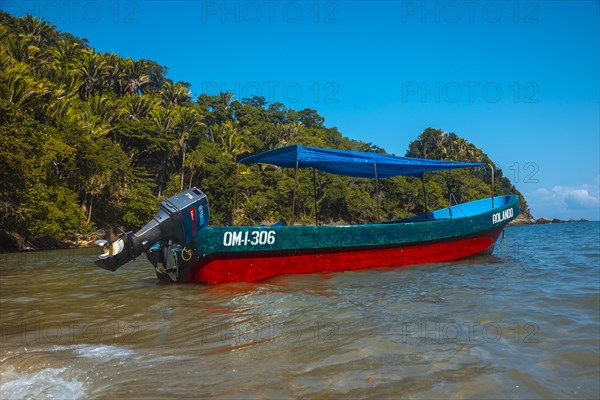 A boat on the beach of Puerto Caribe in Punta de Sal in the Caribbean Sea