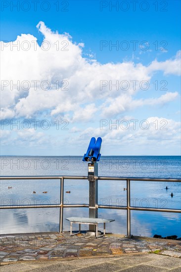 Binoculars at the Utkiek lookout point with a view over the Greifswalder Bodden