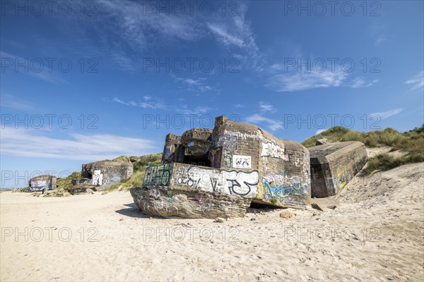 Destroyed bunkers in the dunes of Dunkirk