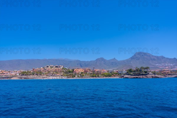 Panoramic view of the Costa de Adeje from a boat in the south of Tenerife