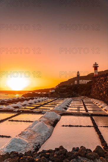 Sunset at the Fuencaliente Lighthouse on the route of the volcanoes south of the island of La Palma