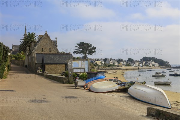 Bay with sandy beach in the centre of the village