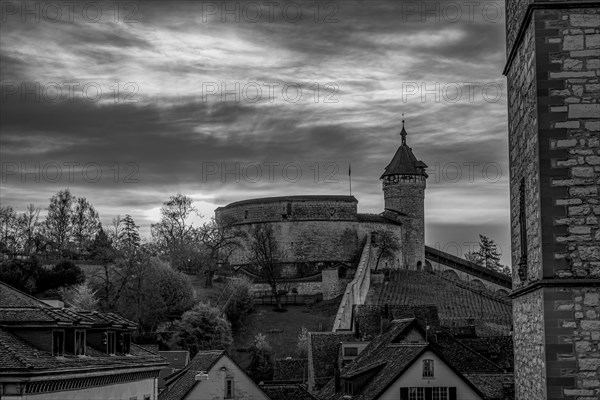 The Munot Castle of Schaffhausen in Sunrise in Switzerland