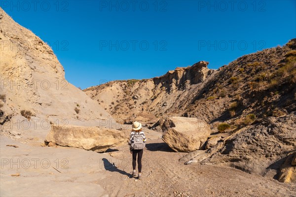 A young hiker in the desert of Tabernas