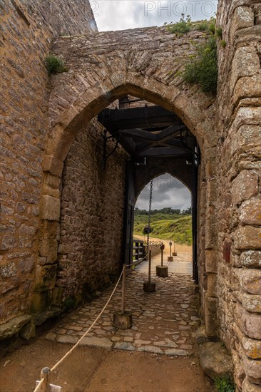 Entrance of the castle Fort-la-Latte by the sea at Cape Frehel and near Saint-Malo