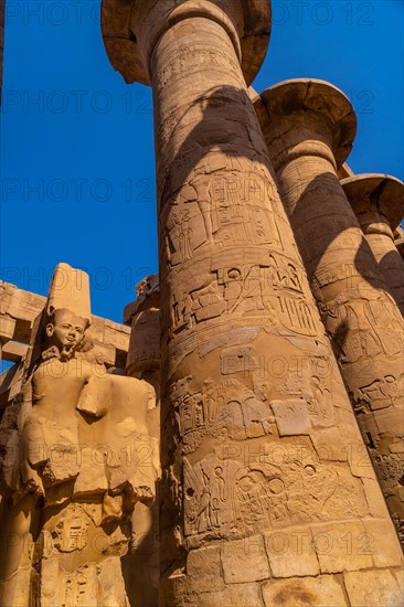 Sculpture of the pharaoh inside the Karnak temple