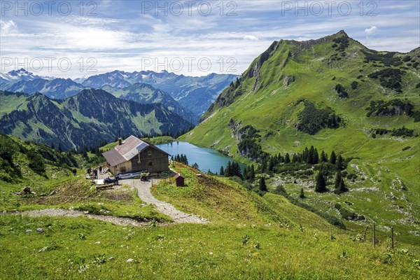 View of Seealpsee and Allgaeu Alps