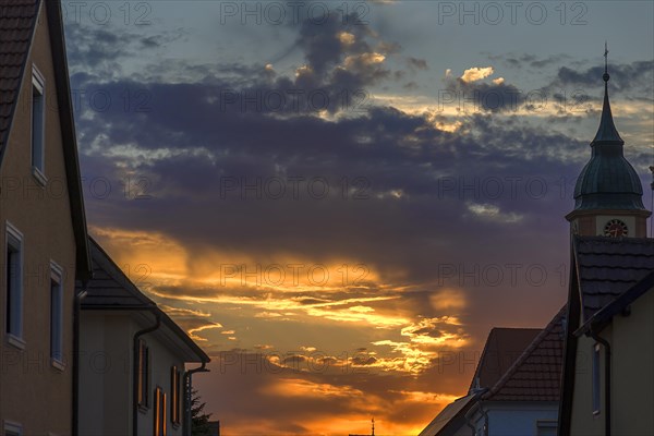 Sunset with church tower