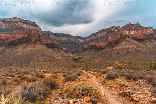 The road along the Bright Angel Trailhead at the Tonto West turnoff