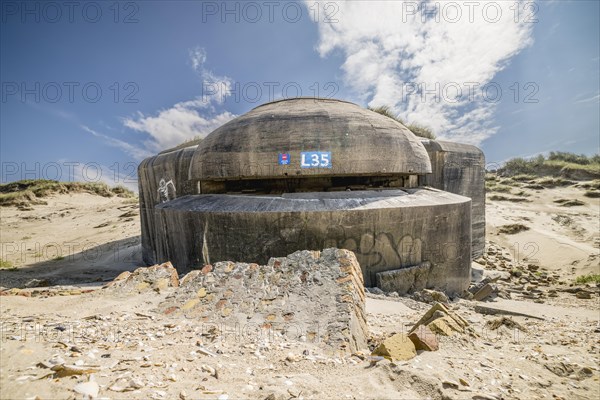 Destroyed bunkers in the dunes of Dunkirk