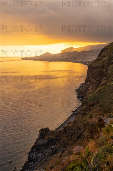 Cristo Rei viewpoint at sunset in Funchal in summer