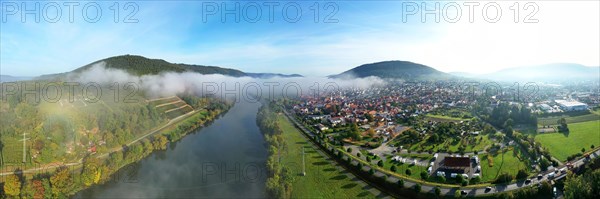 Aerial view of Buergstadt with a view of the historic old town. Buergstadt