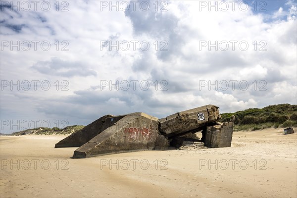 Destroyed bunkers in the dunes of Dunkirk