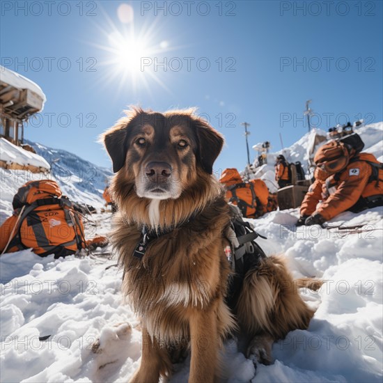 Helpers use evacuation aids to search for people buried in an avalanche