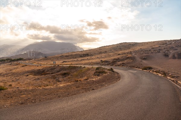 Arrival road in Ponta de Sao Lourenco in summer sunset