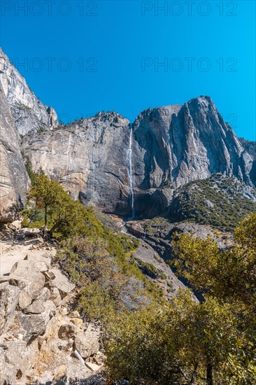 Upper Yosemite Fall from the climb trekking to Yosemite Point. California