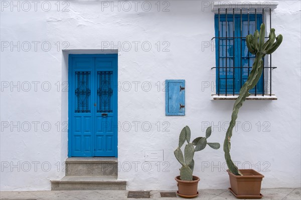 House facade with blue front door and window