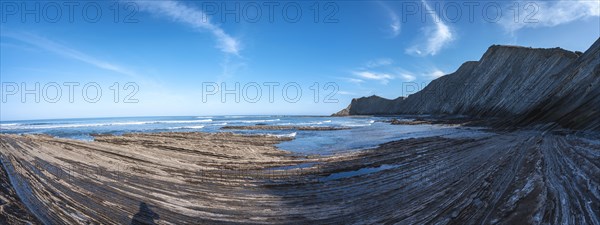 Impressive Geopark in Sakoneta in Deba at low tide. Basque Country