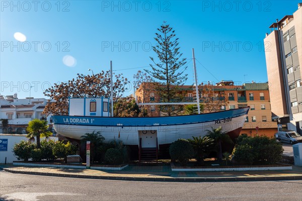 Famous boat from a famous series in a tribute roundabout