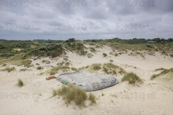 Destroyed bunkers in the dunes of Dunkirk