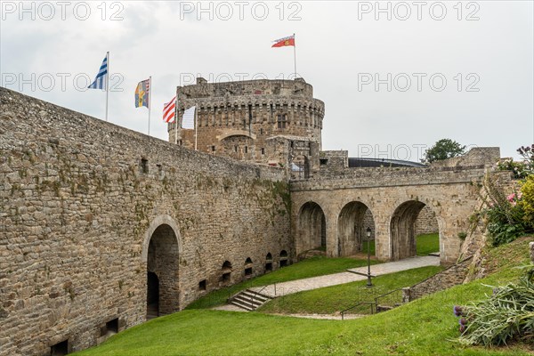 Ramparts at the medieval Dinan Castle along the River Rance in French Brittany