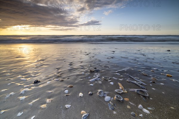 Sunset on the beach of De Panne