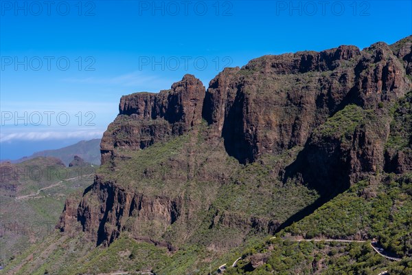 Looking at the canyon the mountain municipality of Masca from above in the north of Tenerife