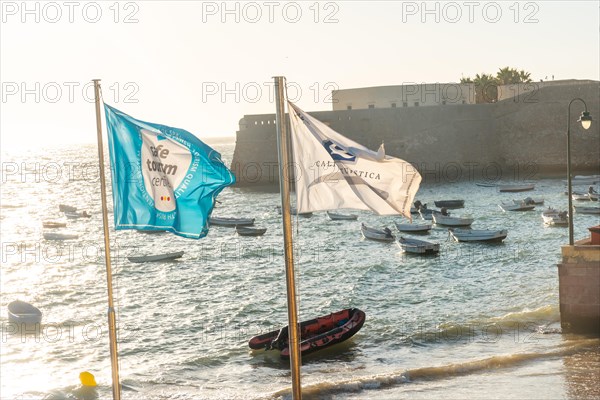 Quality waters at La Caleta beach in the city of Cadiz. Andalusia