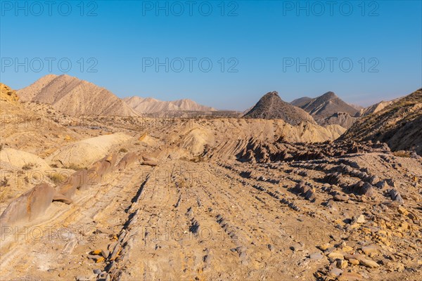The impressive landscapes of Colas de Dragon in the desert of Tabernas