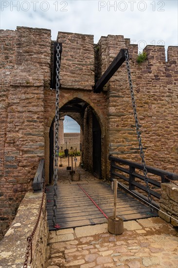 Entrance of the castle Fort-la-Latte by the sea at Cape Frehel and near Saint-Malo