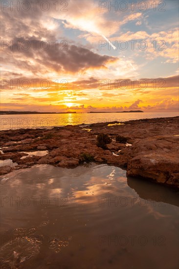 Beautiful sunset on the west promenade in San Antonio Abad