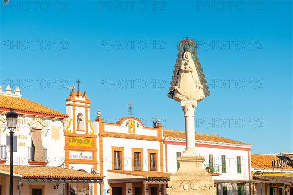 Detail of the sculpture of the Virgen del Rocio near the sanctuary of El Rocio. Huelva