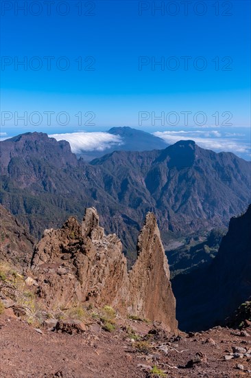 Top of the volcano Caldera de Taburiente near Roque de los Muchachos and the incredible landscape