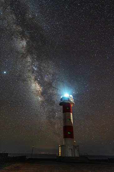 Fuencaliente lighthouse with the milky way on the route of the volcanoes south of the island of La Palma