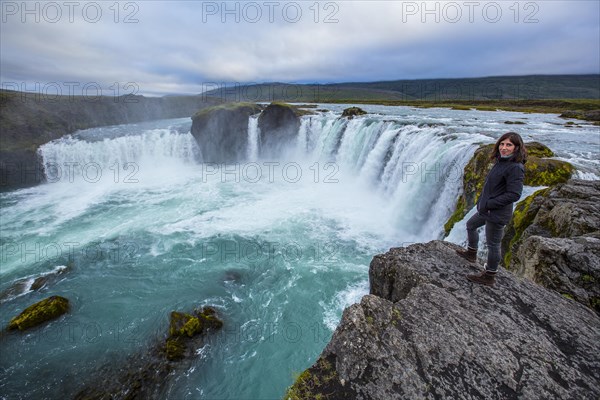 The impressive Godafoss waterfall from below. Iceland