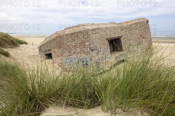 Destroyed bunkers in the dunes of Dunkirk