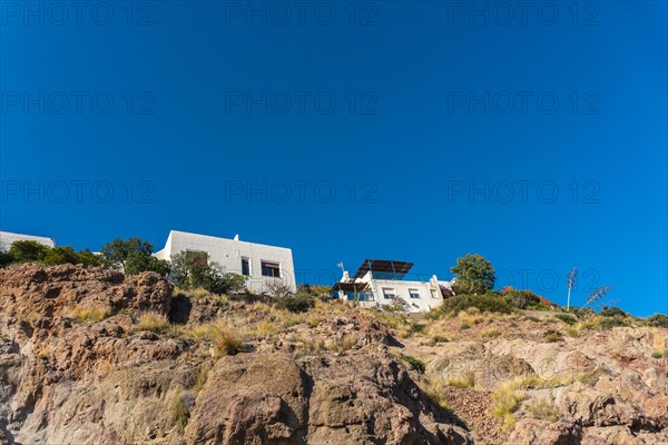 White houses on the top of San Jose beach in the town of Nijar