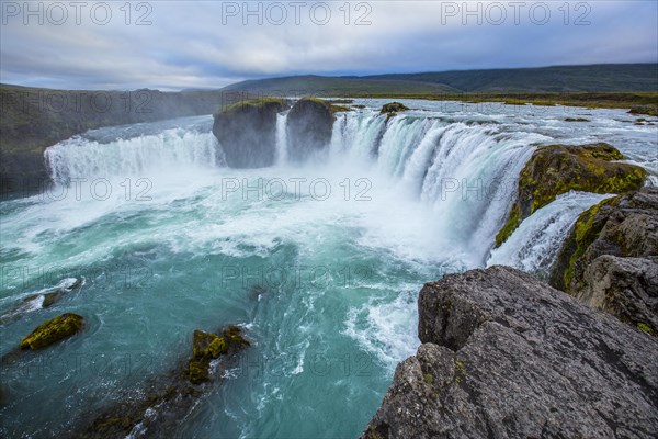 The impressive Godafoss waterfall from below. Iceland