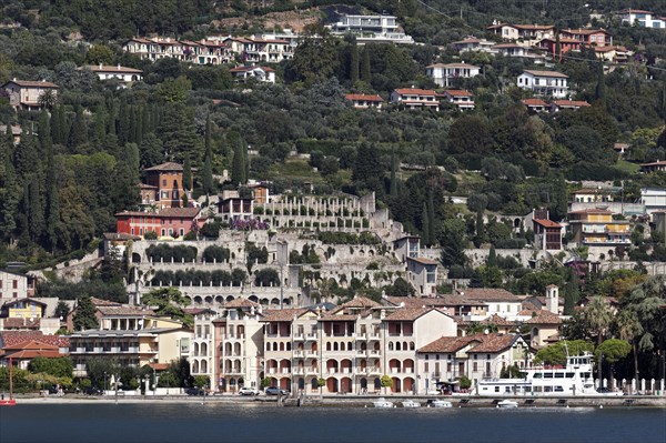 View of old town hill with Limonaia of Maderno