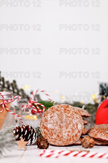 Traditional German round glazed gingerbread Christmas cookie called 'Lebkuchen'