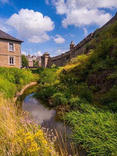 Fougeres Castle from the outside and its walls. Brittany region