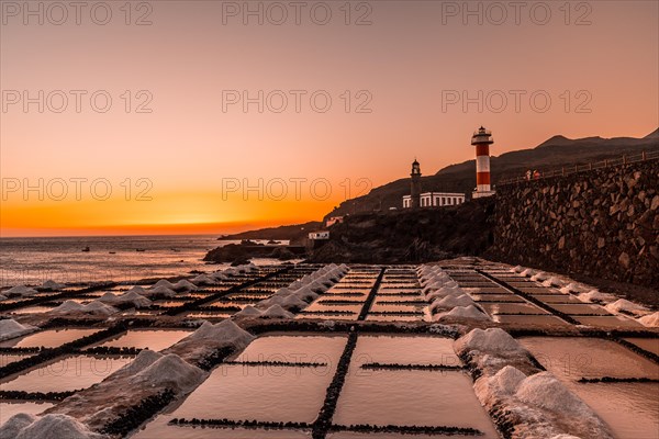 Sunset at the Fuencaliente Lighthouse on the route of the volcanoes south of the island of La Palma