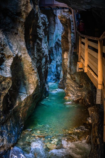 Rock crevices with stream in the Lichtenstein Gorge